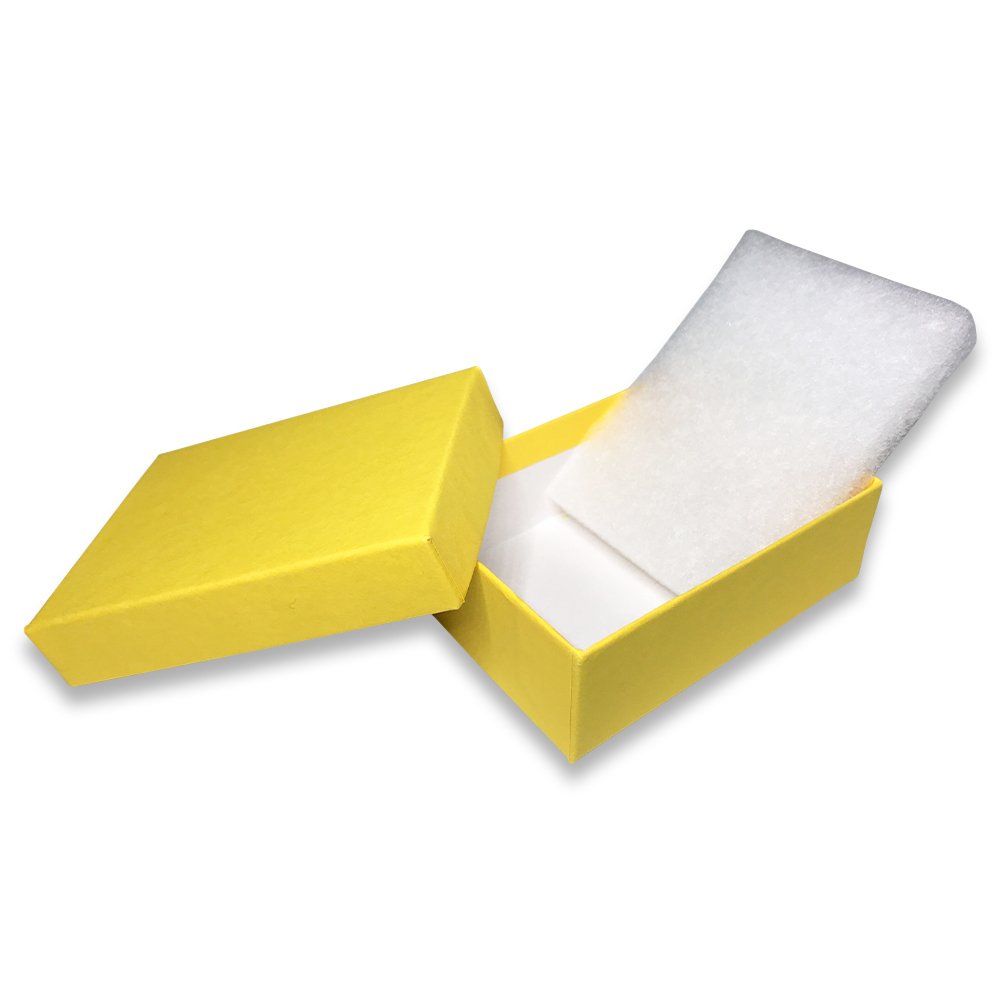 Made in the USA Yellow Kraft Cotton Filled Gift Boxes - Size 3" x 2 1/8" x 1"