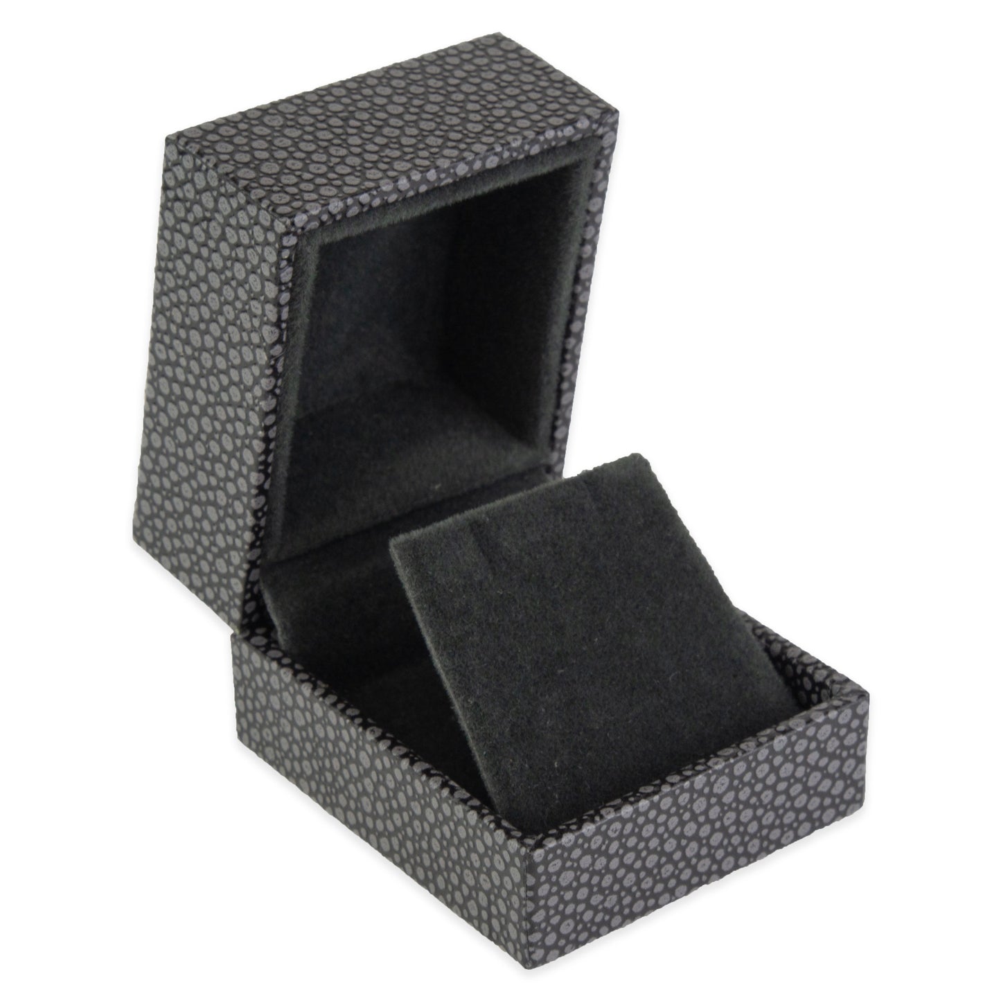 Grey Shagreen Embossed Jewelry Box w/ Matte-Black Packer Box