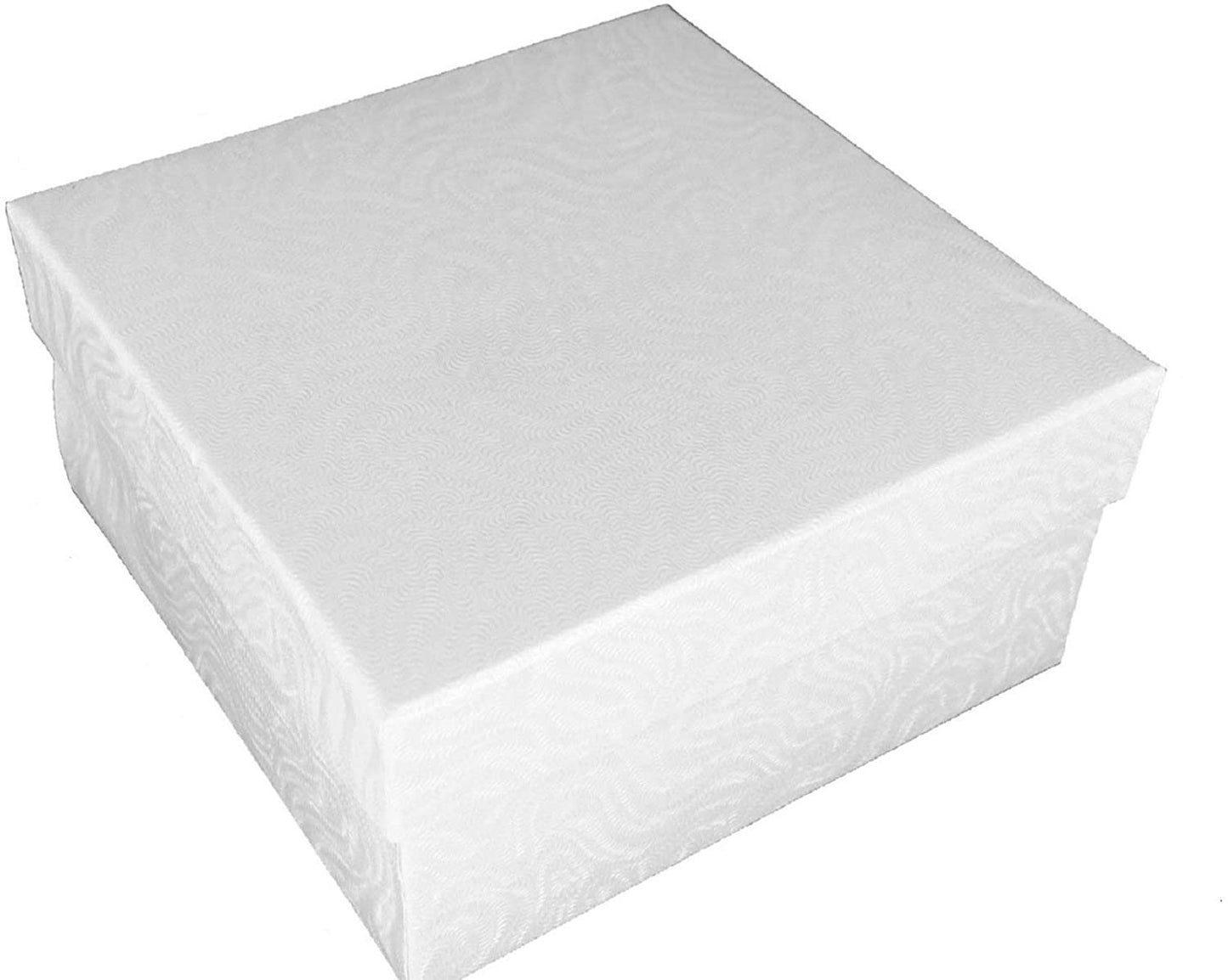 N'icePackaging - 100 Qty White Swirl Imported Cotton Filled Large Bangle Jewelry Boxes - for Large Bangles/Watches/Large Bracelets - 3 3/4" x 3 3/4" x 2"