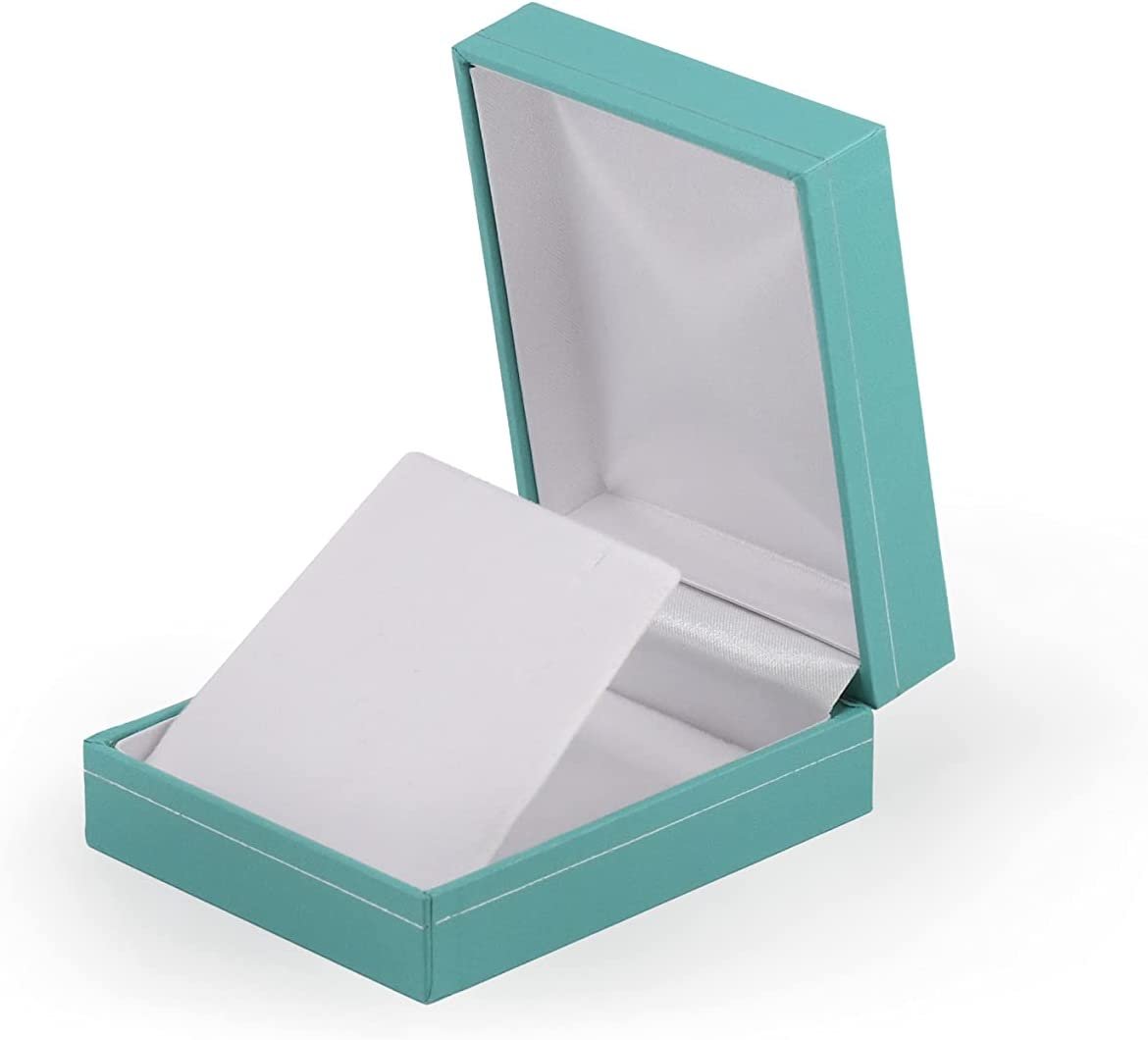 N'icePackaging - 1 Qty Elegant 2-Piece Ivory Pinstripe Pendant Jewelry Gift Box w/ Cream Insert a pre-affixed Light Golden Ribbon