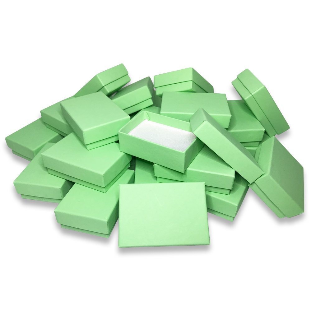 N'icePackaging - Light Green-Kraft Cotton Filled Gift Boxes - Size 2 7/16" x 1 5/8" x 13/16" - USA Made - Sales/Gifts/Storage -...