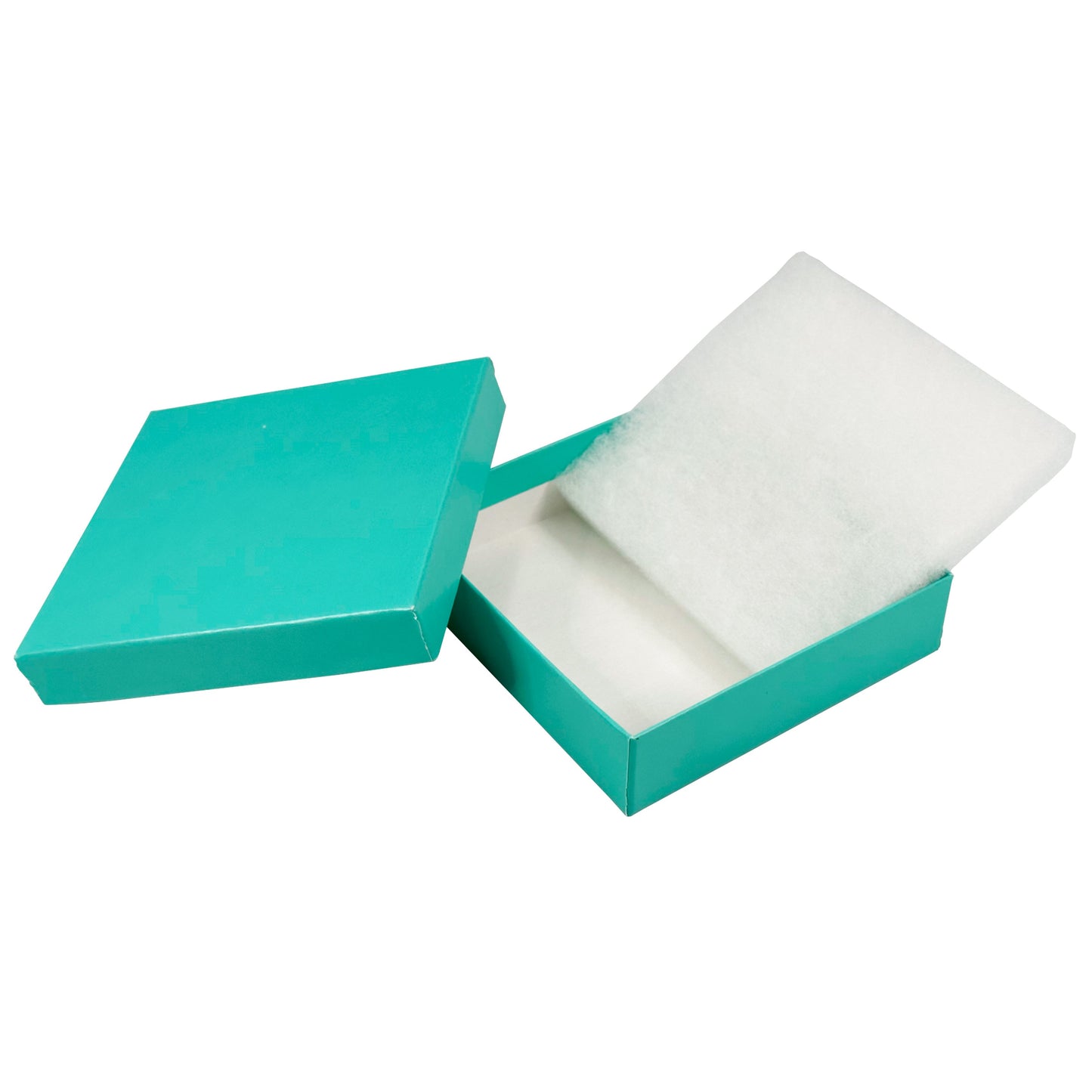 N’icePackaging – 100 Qty - Aqua Blue Cotton Filled Gift Boxes - Size 3 1/2" x 3 1/2" x 7/8" - USA Made - Holidays/Birthdays/Sales/Storage/Display/Travel