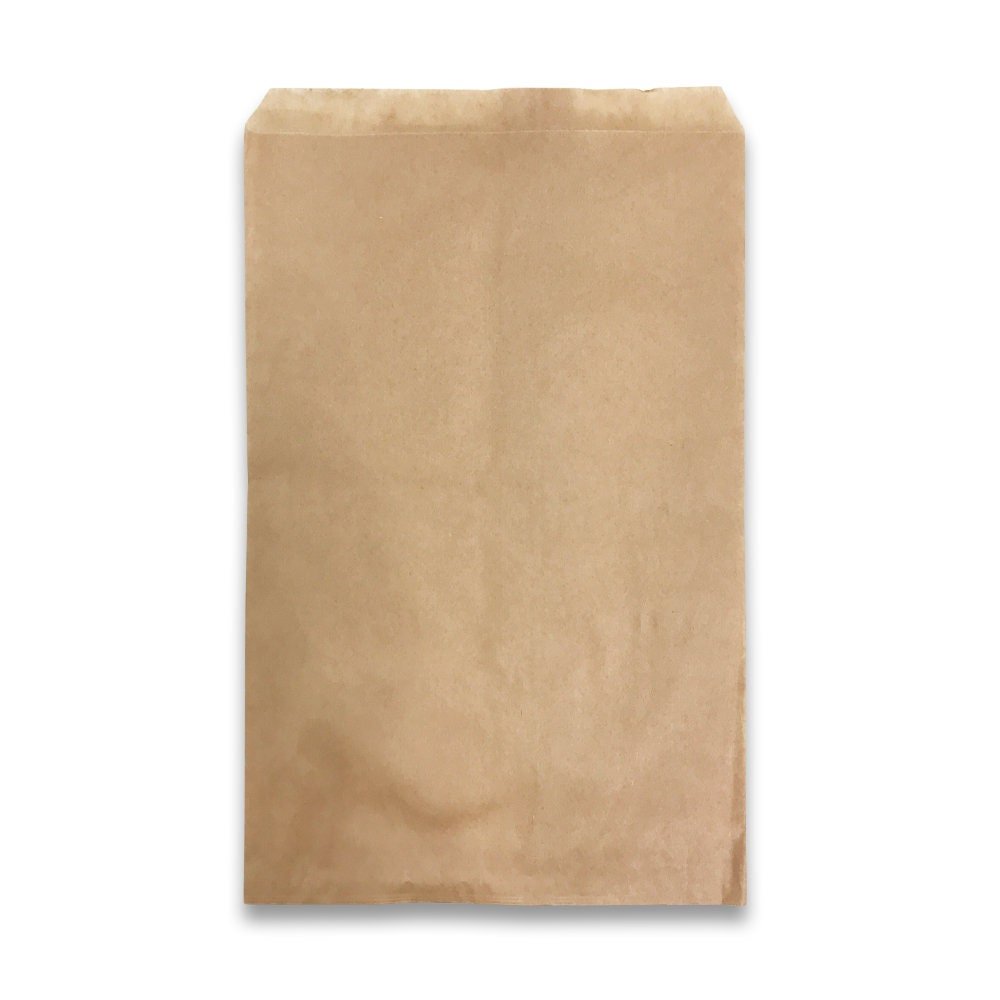 100 Qty Decorative Flat Paper Gift Bags - Plain Brown Kraft Bags - for Sales/Treats/Parties Cookies/Gifts - N'icePackaging