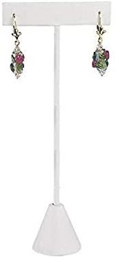 N'icePackaging 6 Qty White Leatherette 6.75" High Free-Standing Earring T-Stand Display w/ weighted base, T Shape Holder for Tradeshow, Home Business, Promotion, or just for Home