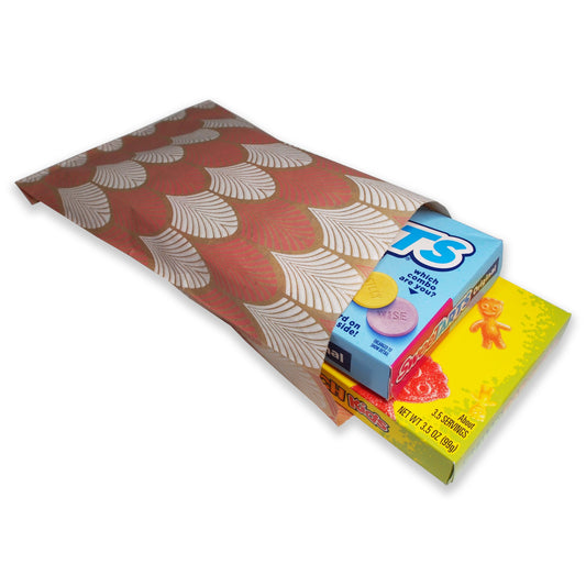 Flamingo-Pink Leaf Pattern flat paper bags. Great for parties, businesses, giveaways, and more.