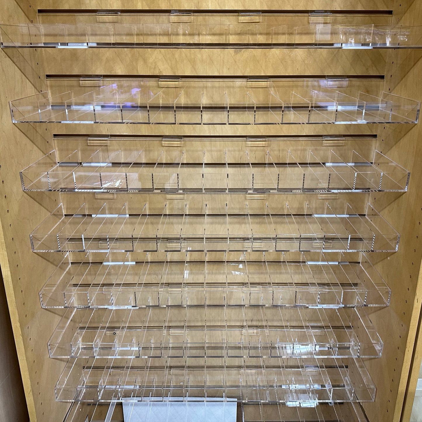 Acrylic Slatwall Display Bin – Multi-Compartment 2.25” Deep