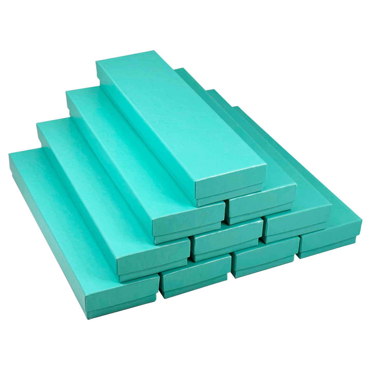 N’icePackaging – Aqua Blue Cotton Filled Gift Boxes - Size 8" x 2" x 7/8" - USA Made - Holidays/Birthdays/Sales/Storage/Display/Travel (100 Qty)