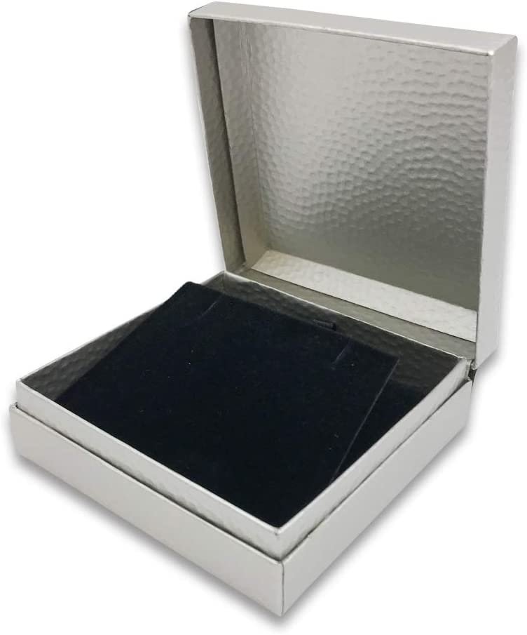 N'icePackaging - 1 Qty Elegant 2-Piece Ivory Pinstripe Pendant Jewelry Gift Box w/ Cream Insert a pre-affixed Light Golden Ribbon
