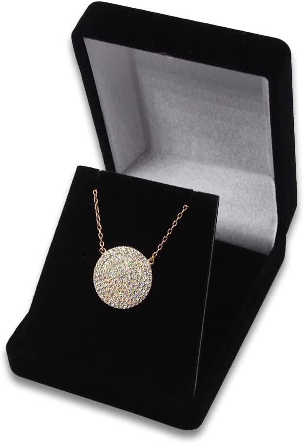 N'icePackaging - 1 Qty Elegant 2-Piece Ivory Pinstripe Pendant Jewelry Gift Box w/ Cream Insert a pre-affixed Light Golden Ribbon