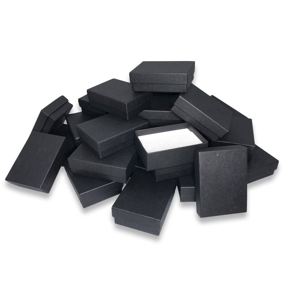 N'icePackaging - Black-Kraft Cotton Filled Gift Boxes - Size 3" x 2 1/8" x 1" - USA Made - Sales/Gifts/Storage - N'icePackaging