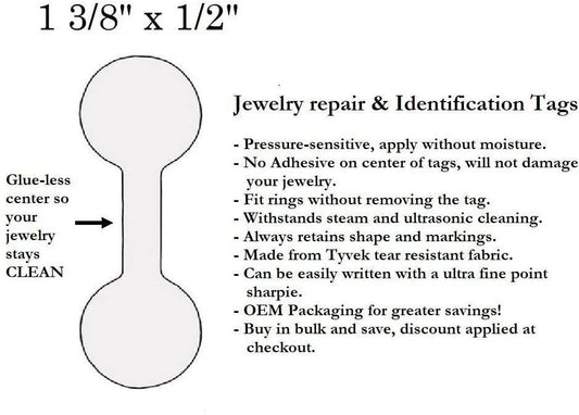 1000 Pcs of Tyvek Jeweller Repair, Price and Identification tags