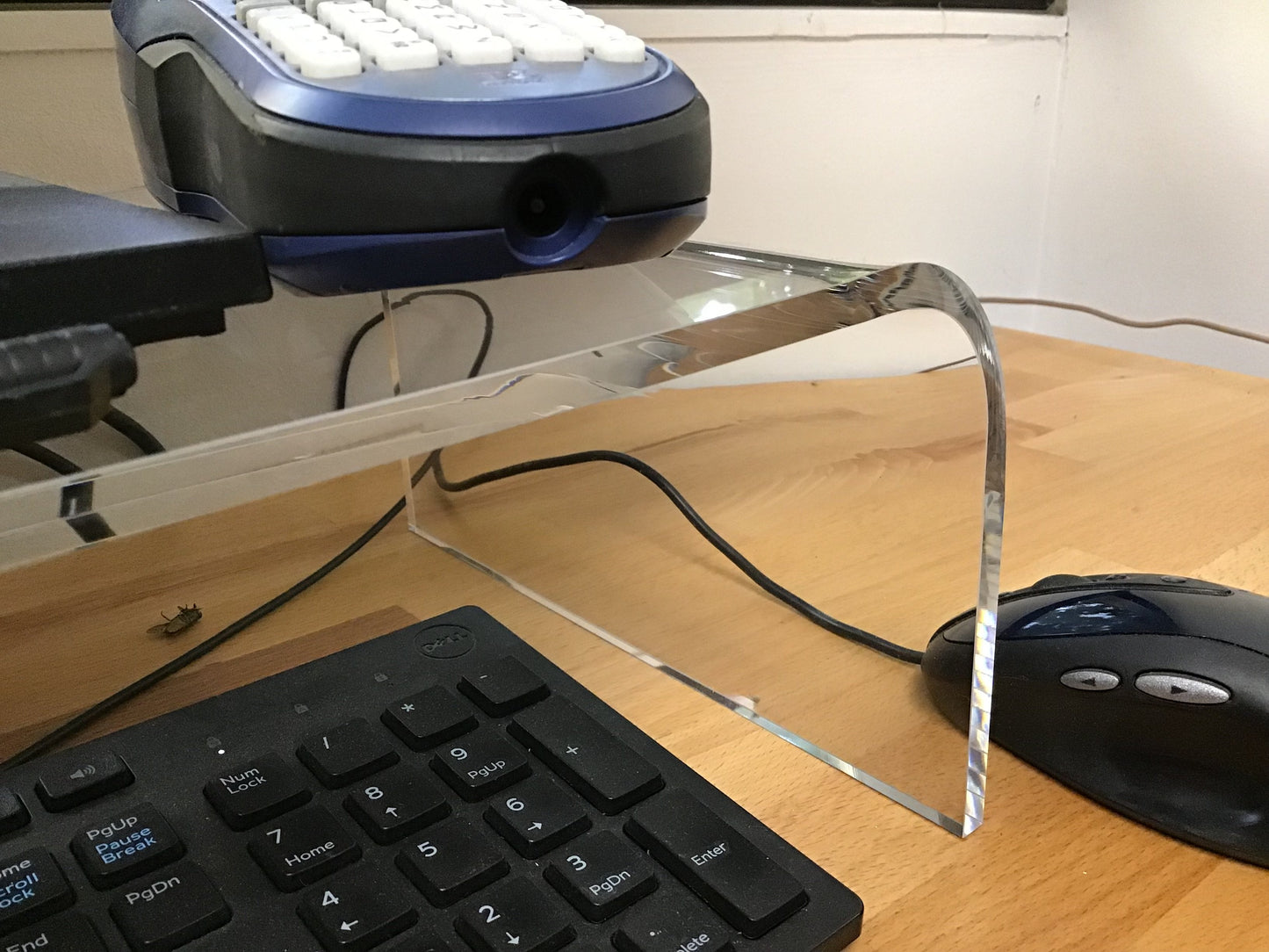 1 Qty - 5" High 8mm-thick Acrylic Glass Elevated Computer Monitor Stand - 9" Wide Base