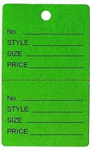 N'icePackaging - 500 Qty Unstrung Colored Price/Receipt Tags w/Easy-Tear Stub