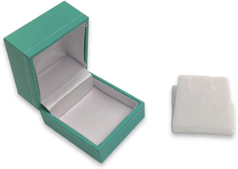 N'icePackaging - 1 Qty Teal-Blue Leatherette Classice Earring Jewelry Gift Box w/ White Velvet Insert