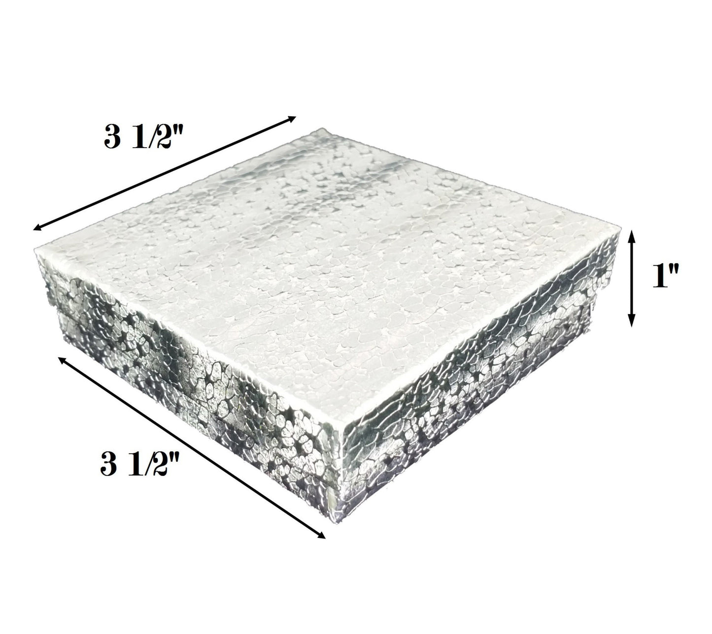 Silver Textured Cotton Filled Gift Boxes - 3 1/2" x 3 1/2" x 1"