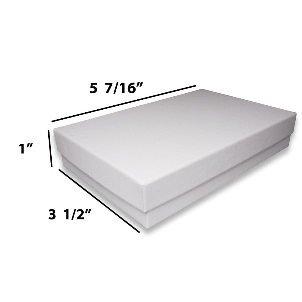 N'icePackaging - Matte-White Kraft Cotton Filled Gift Boxes - Size 5 7/16" x 3 1/2" x 1" - USA Made - Stampable -Holidays/Birthdays/Sales/Storage/Display/Travel