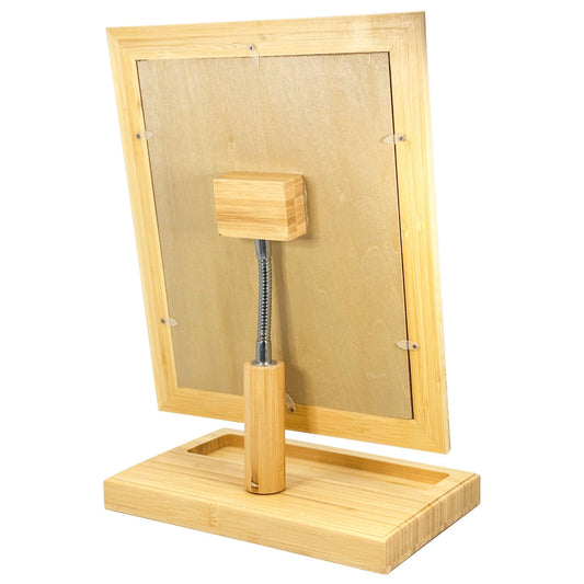 N’icePackaging – Natural Wood Frame Mirror w/Compartment Tray – 13.5” High – for Home/Business/Sales/Display/Wall Mounting