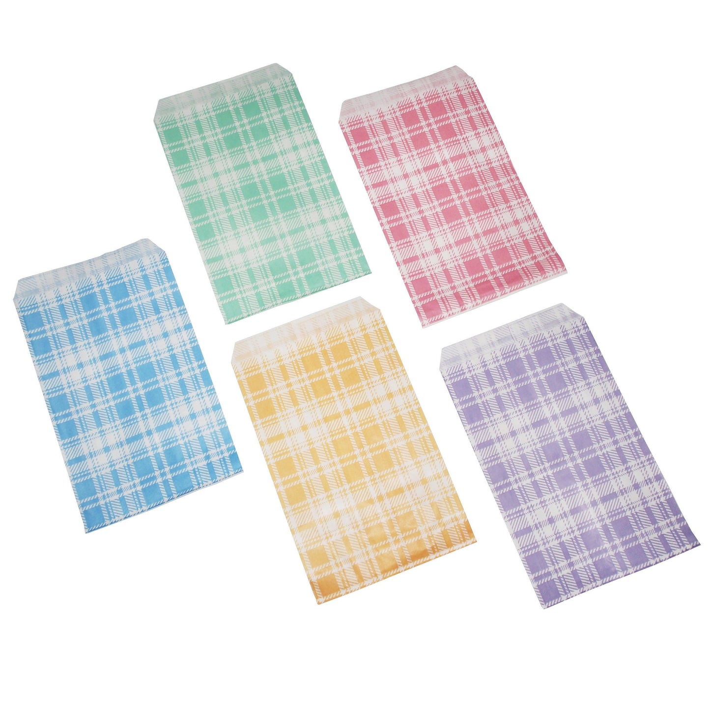 Decorative Mixed Plaid Pattern Flat Paper Gift Bags - Gifts/promotions/treats