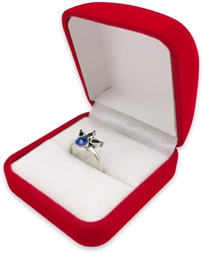 1 Qty - Premium Macaw-Red Flocked Velour Hearet-Shaped single Ring Jewelry Box