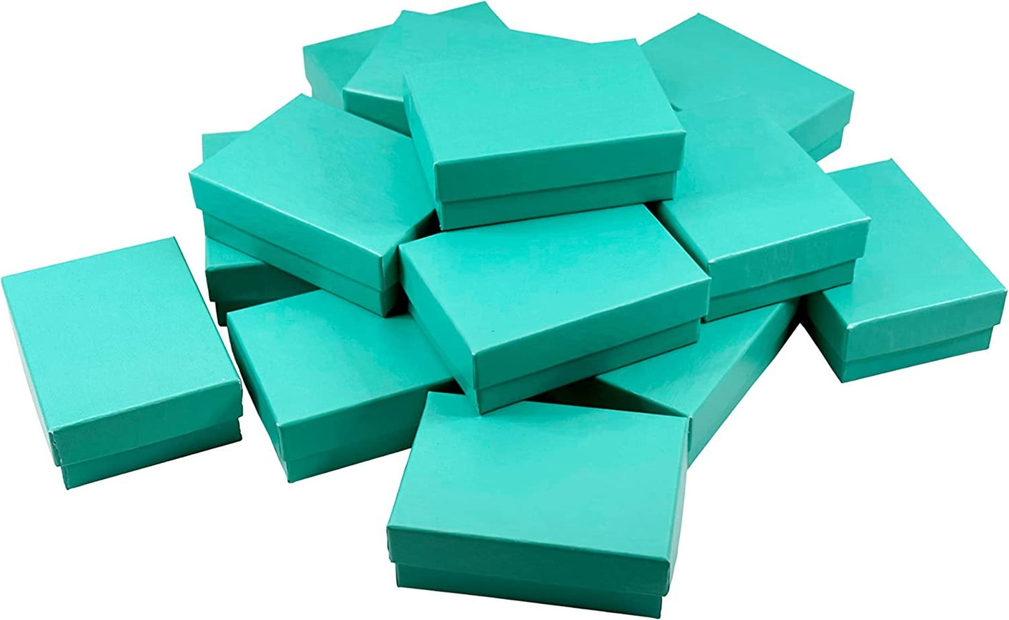 N’icePackaging – 100 Qty - Aqua Blue Cotton Filled Gift Boxes - Size 2 7/16" x 1 5/8" x 13/16" - USA Made - Holidays/Birthdays/Sales/Storage/Display/Travel