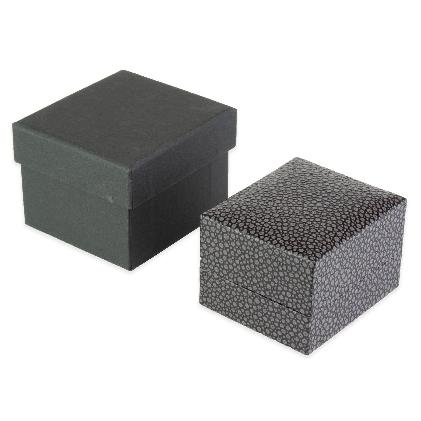 Grey Shagreen Embossed Jewelry Box w/ Matte-Black Packer Box