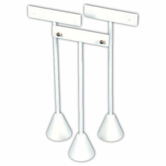 3 Qty White Leatherette 4.75" High Free-Standing Earring T-Stand Display
