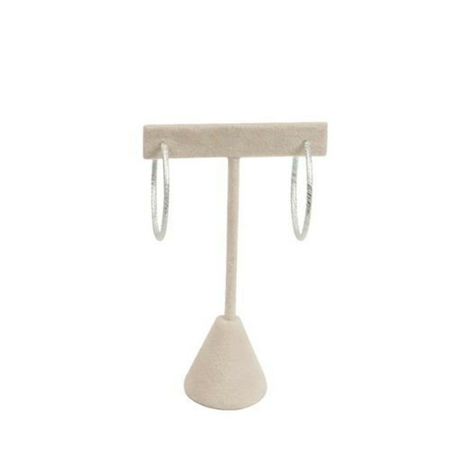 6pcs Beige Velvet T-Bar Earring Stand 4-3/4"