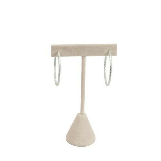 6pcs Beige Velvet T-Bar Earring Stand 4-3/4"