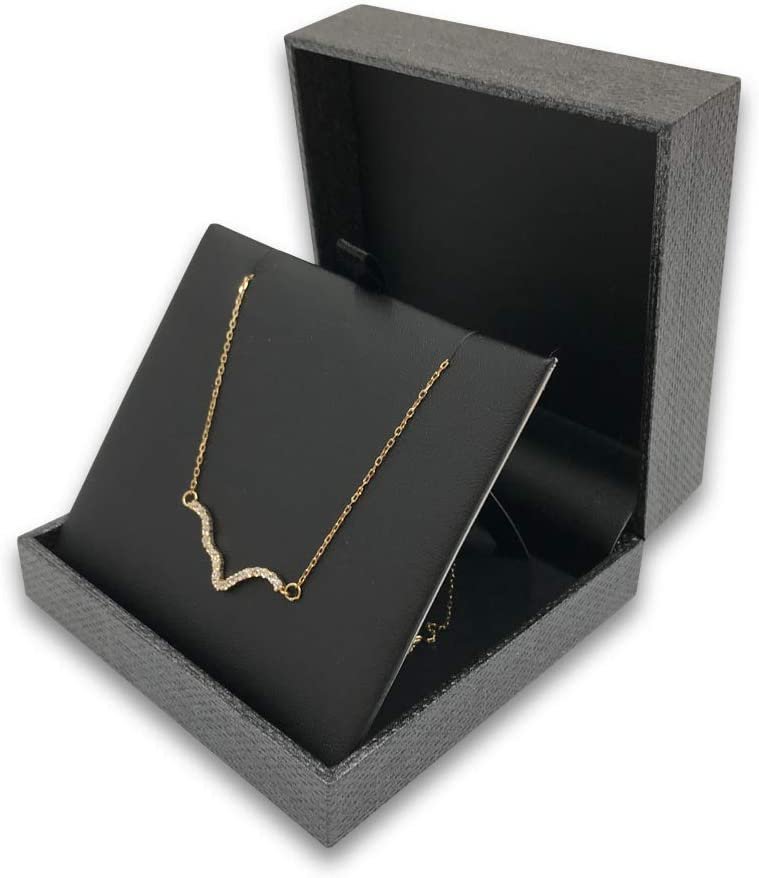 N'icePackaging - 1 Qty Elegant 2-Piece Ivory Pinstripe Pendant Jewelry Gift Box w/ Cream Insert a pre-affixed Light Golden Ribbon