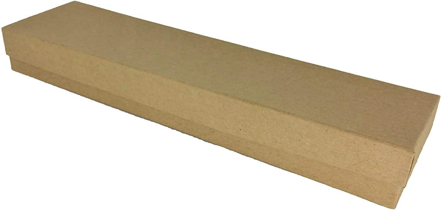 N'icePackaging - 10 Qty Kraft Imported Cotton Filled Bracelet Jewelry Boxes - for Bracelets/Watches & Thin Necklaces - 8" x 2" x 1"