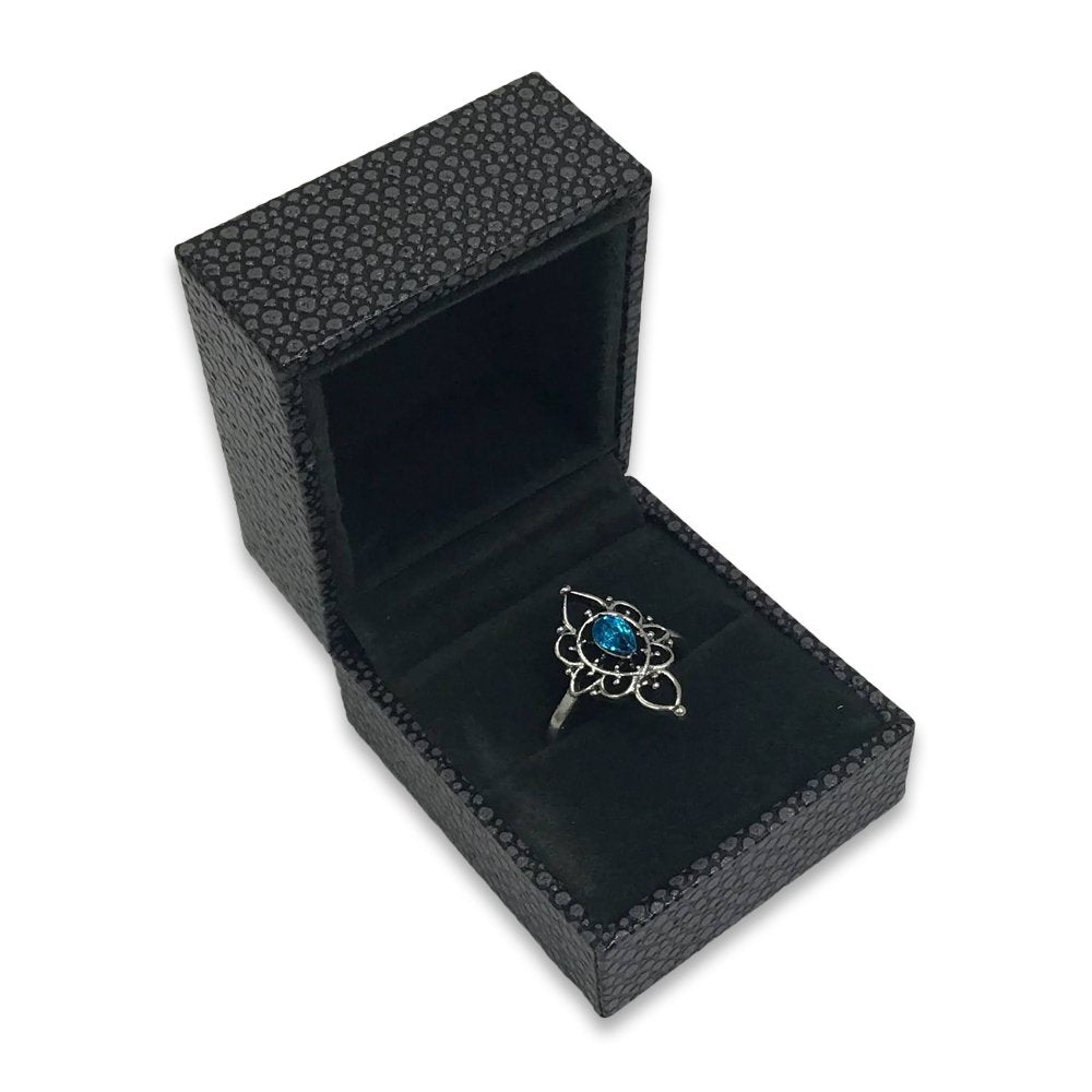 Grey Shagreen Embossed Jewelry Box w/ Matte-Black Packer Box