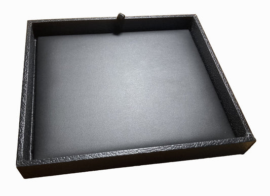 N'icePackaging - Black Leatherette Deluxe Dice Tray with Padded Insert and Colored Burlap Pouch - For RPG / Tabletop / DnD / Dice Rolling