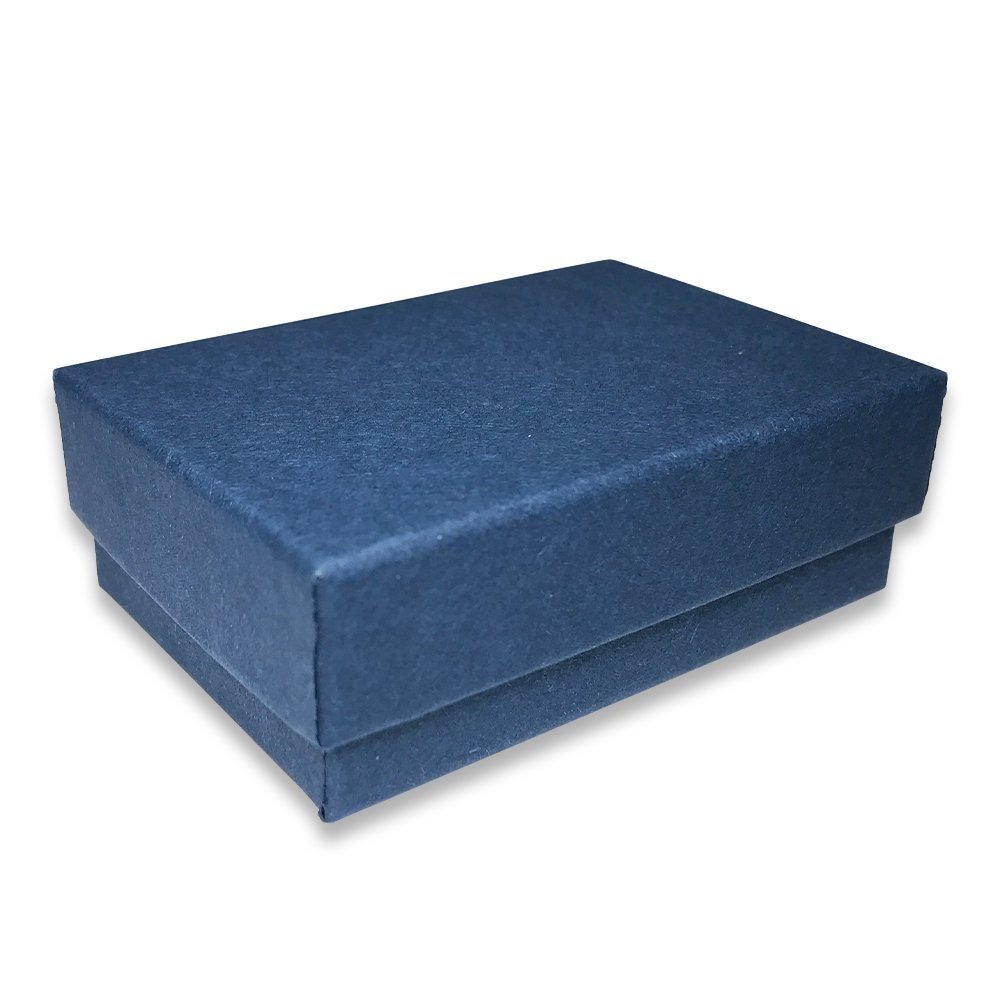 N'icePackaging - USA Manufactured Navy Blue-Kraft Cotton Filled Gift Boxes - Size 2 7/16" x 1 5/8" x 13/16"