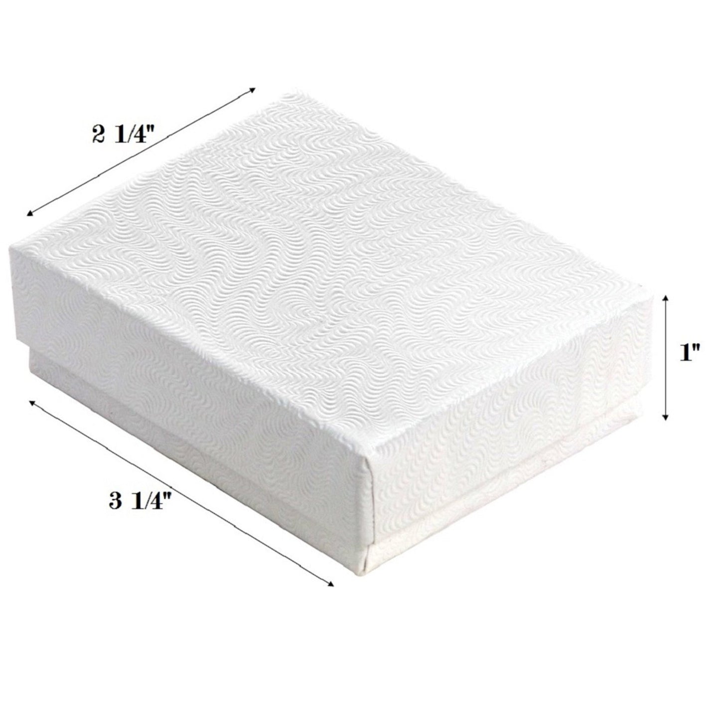 Imported White Swirl Cotton Filled Gift Boxes - for Pendants/Earrings/ Zippos/Collectables - 3 1/4" x 2 1/4" x 1"