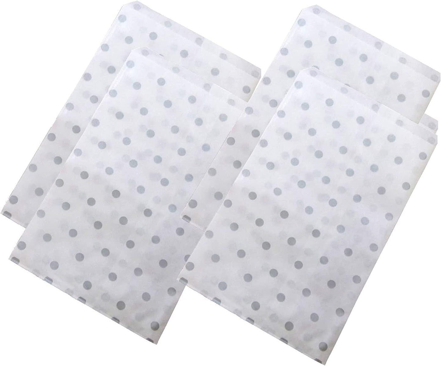 Silver Polka-Dot on White Flat Paper Bags - for Sales, Merchandising, and more.