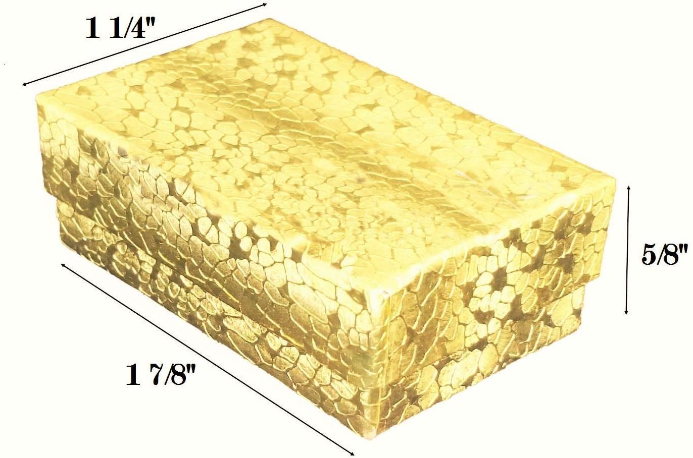 10 Qty Gold Textured Imported Cotton Filled Ring Jewelry Boxes - 1 7/8" x 1 1/4" x 5/8"