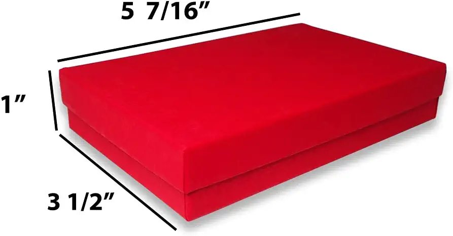 50 Qty - Macaw-Red Kraft Cotton Filled Gift Boxes - Size 5 7/16" x 3 1/2" x 1" - USA Made - Holidays/Birthdays/Sales/Storage/Display/Travel - N'icePackaging