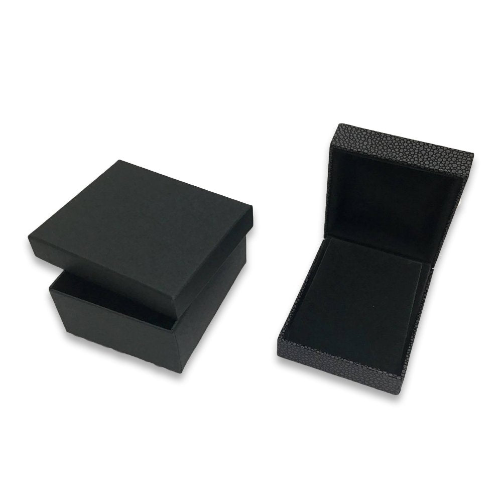 Grey Shagreen Embossed Jewelry Box w/ Matte-Black Packer Box