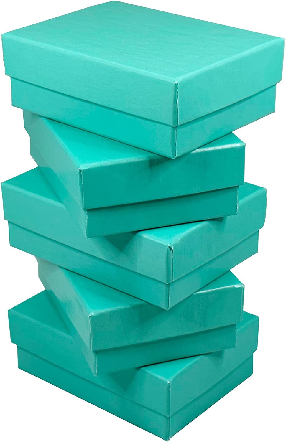 N’icePackaging – 100 Qty - Aqua Blue Cotton Filled Gift Boxes - Size 2 7/16" x 1 5/8" x 13/16" - USA Made - Holidays/Birthdays/Sales/Storage/Display/Travel