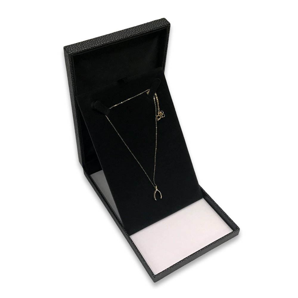 Grey Shagreen Embossed Jewelry Box w/ Matte-Black Packer Box