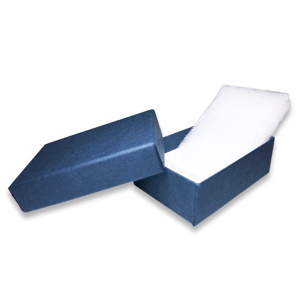 N'icePackaging - USA Manufactured Navy Blue-Kraft Cotton Filled Gift Boxes - Size 2 7/16" x 1 5/8" x 13/16"