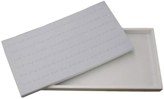 N'icePackaging 1 Qty White Plastic Jewelry Tray w/Midnight Black 72 Ct Ring Foam Insert Companion - Full Size 14.75” x 8.38” x1