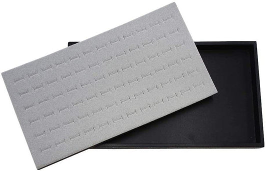 N'icePackaging 1 Qty Black Plastic Jewelry Tray w/Egyptian Blue 72 Ct Ring Foam Insert Companion - Full Size 14.75” x 8.38” x1