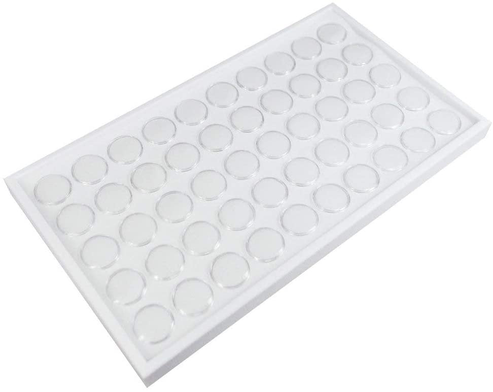 N'ice Packaging 50 White Foam Gem Jars Showcase Stackable Display Tray 14 3/4" x 8 1/4" D x 1" H