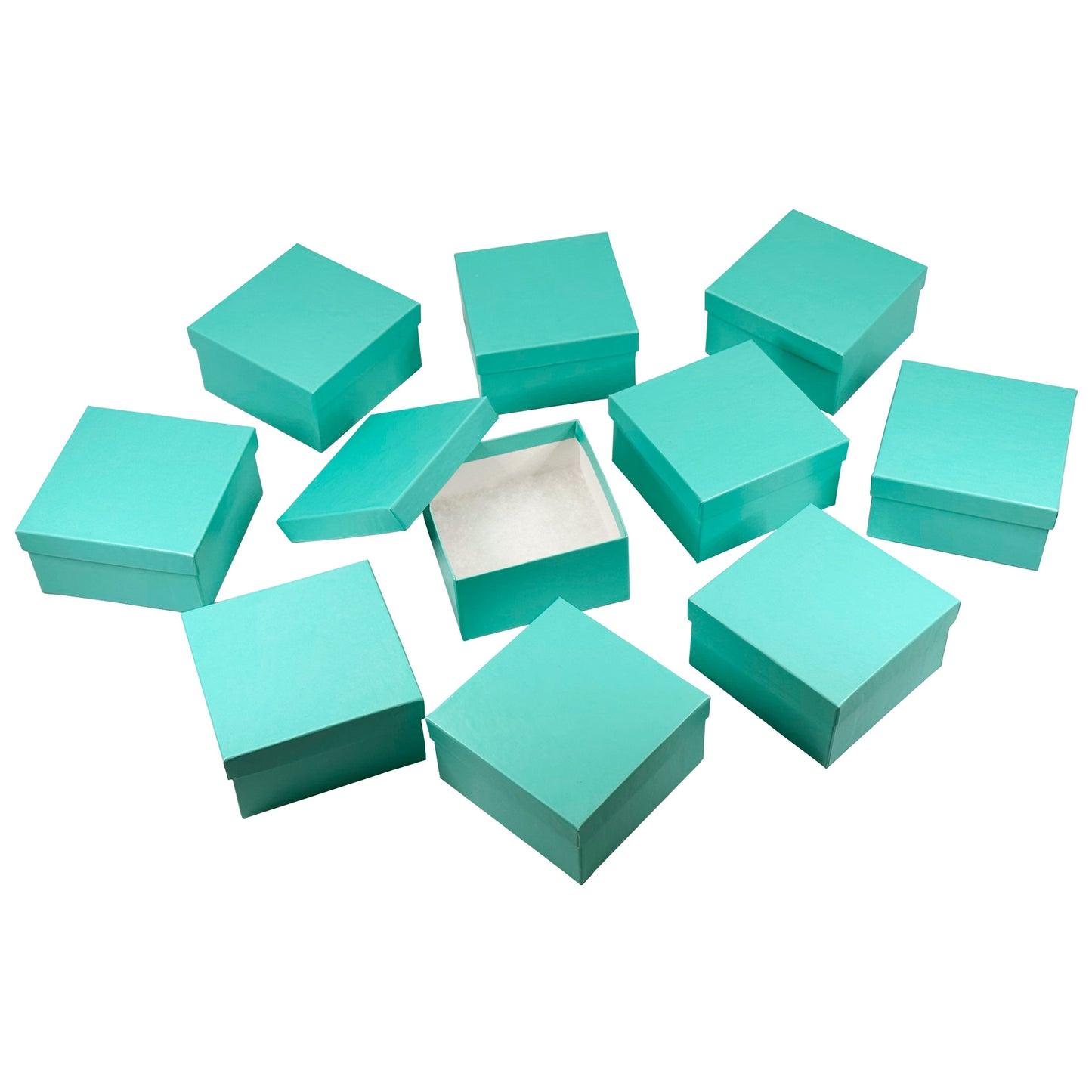 N’icePackaging – Aqua Blue Cotton Filled Gift Boxes - Size 3 1/2" x 3 1/2" x 1 7/8" - USA Made - Holidays/Birthdays/Sales/Storage/Display/Travel (10 Qty)