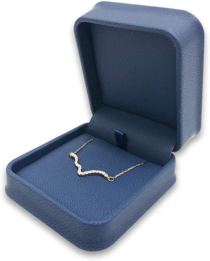 N'icePackaging - 1 Qty Elegant 2-Piece Ivory Pinstripe Pendant Jewelry Gift Box w/ Cream Insert a pre-affixed Light Golden Ribbon