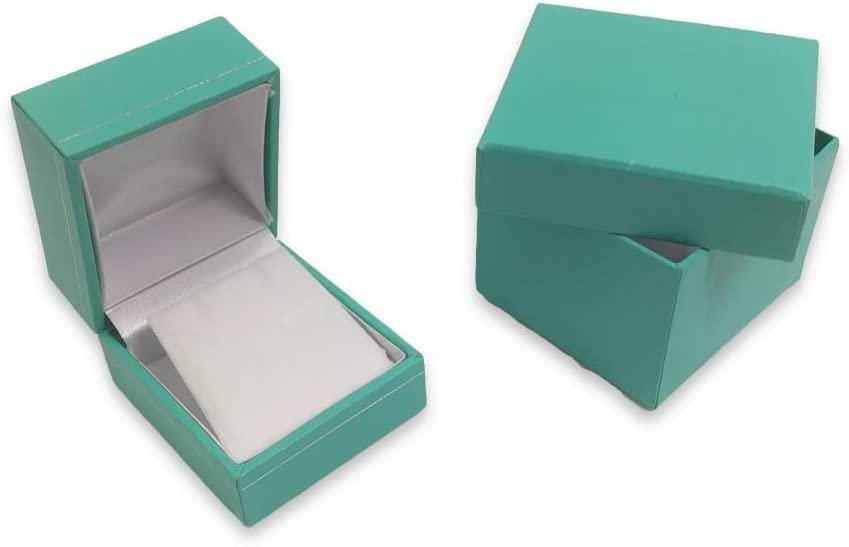N'icePackaging - 1 Qty Teal-Blue Leatherette Classice Earring Jewelry Gift Box w/ White Velvet Insert