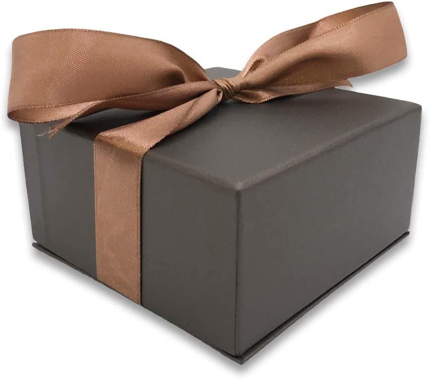 N'icePackaging - 1 Qty Elegant 2-Piece Ivory Pinstripe Pendant Jewelry Gift Box w/ Cream Insert a pre-affixed Light Golden Ribbon