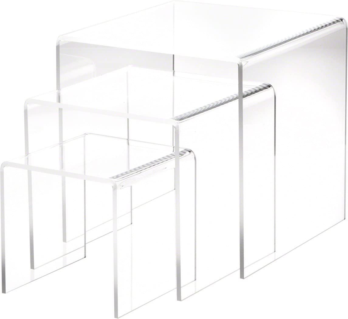 3 Piece Acrylic Heavy Duty Square Riser Set (5mm Thick - Heavy Duty, 4" / 5" / 6")