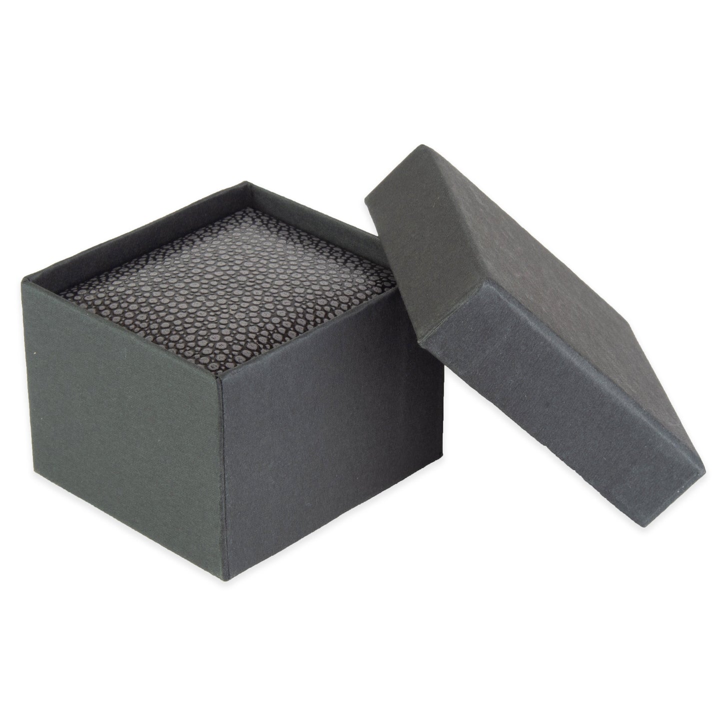 Grey Shagreen Embossed Jewelry Box w/ Matte-Black Packer Box